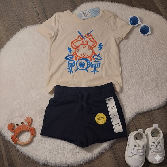 Cat & Jack Other - NWT Cat & Jack "Crab Drummer" Outfit Set - Size 18M